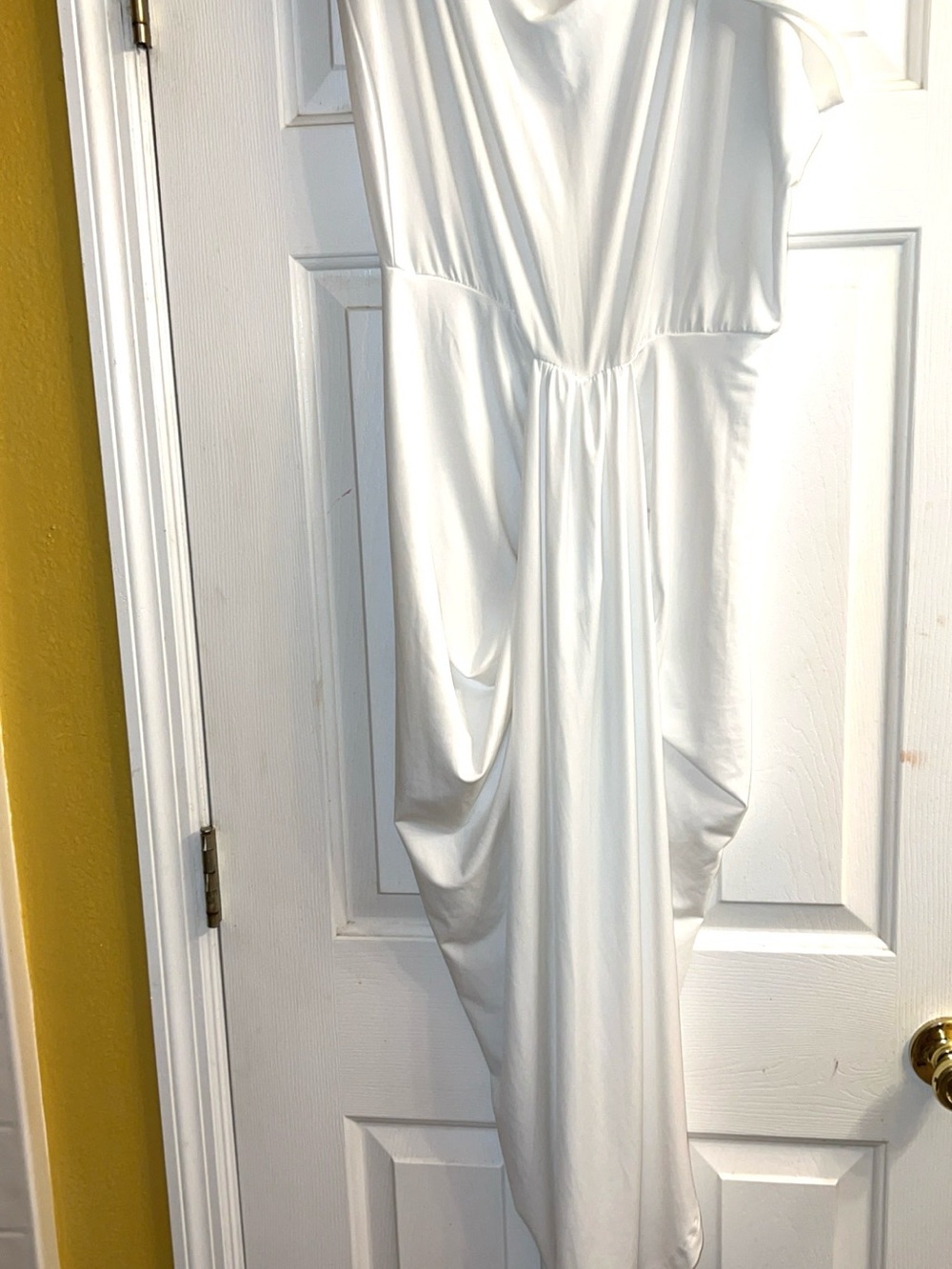 White off-the-shoulder midi dress
